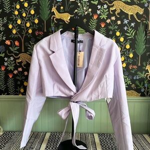 Missguided Lilac Cropped Tie-Front Blazer